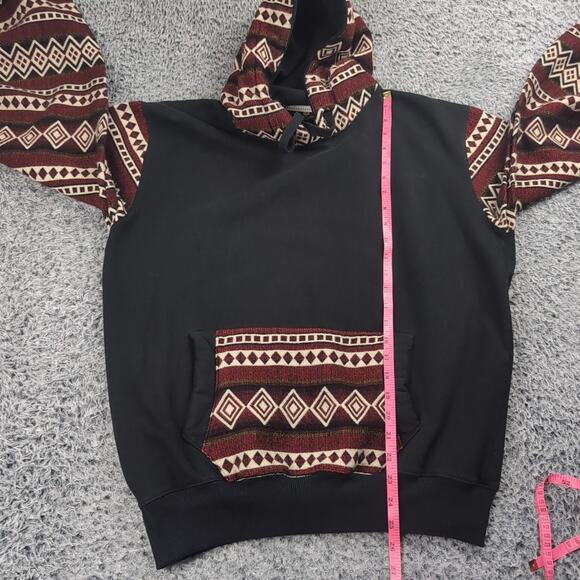 Native Sun Hoodie Adult Medium Black Red Southwestern Aztec Sweater Wool Blend - Picture 4 of 6